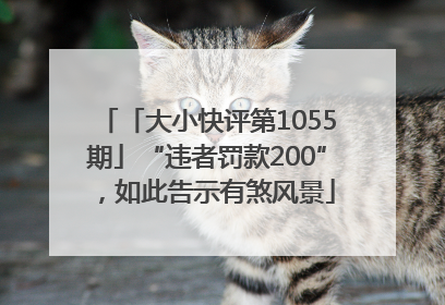 「大小快评第1055期」“违者罚款200”，如此告示有煞风景