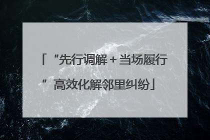 “先行调解＋当场履行”高效化解邻里纠纷