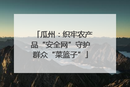 瓜州：织牢农产品“安全网”守护群众“菜篮子”