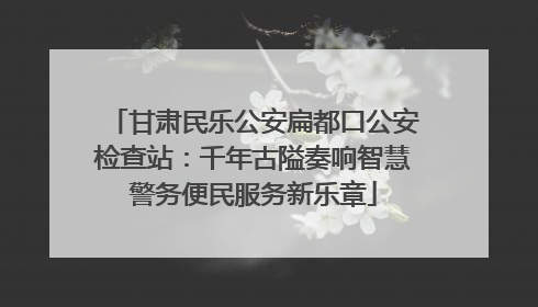 甘肃民乐公安扁都口公安检查站：千年古隘奏响智慧警务便民服务新乐章