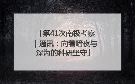 第41次南极考察｜通讯：向着暗夜与深海的科研坚守