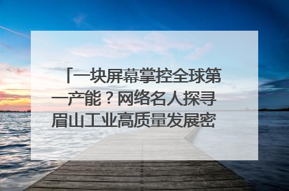 一块屏幕掌控全球第一产能？网络名人探寻眉山工业高质量发展密码｜网络名人四川行