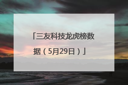 三友科技龙虎榜数据（5月29日）