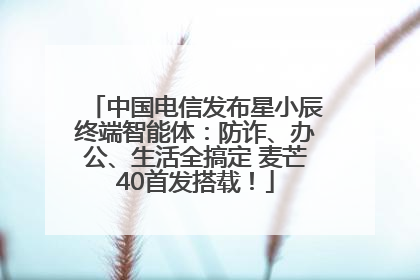 中国电信发布星小辰终端智能体：防诈、办公、生活全搞定 麦芒40首发搭载！