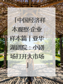 中国经济样本观察·企业样本篇︱亚华湖剧院：小剧场打开大市场