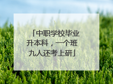 中职学校毕业升本科，一个班九人还考上研