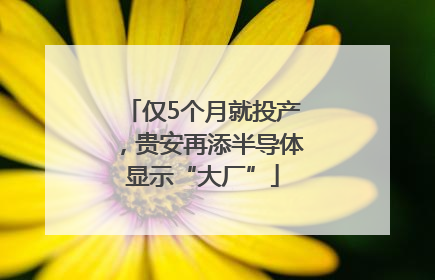仅5个月就投产，贵安再添半导体显示“大厂”