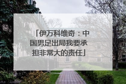 伊万科维奇：中国男足出局我要承担非常大的责任