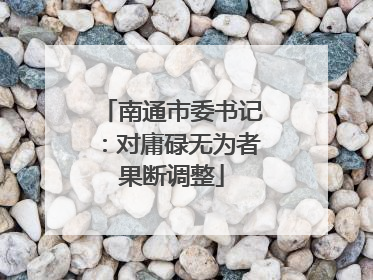 南通市委书记：对庸碌无为者果断调整