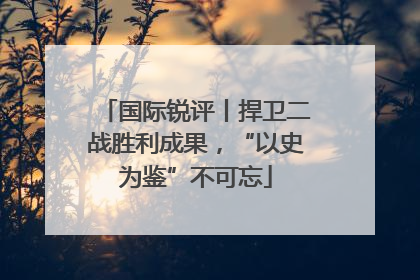 国际锐评丨捍卫二战胜利成果,“以史为鉴”不可忘