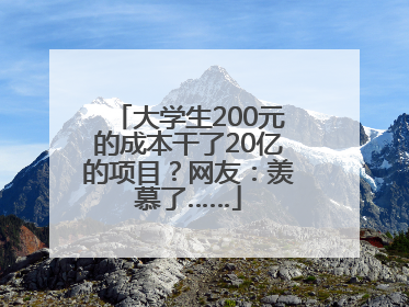 大学生200元的成本干了20亿的项目？网友：羡慕了……