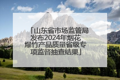 山东省市场监管局发布2024年烟花爆竹产品质量省级专项监督抽查结果