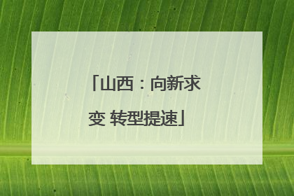 山西：向新求变 转型提速