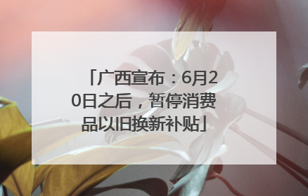 广西宣布：6月20日之后，暂停消费品以旧换新补贴