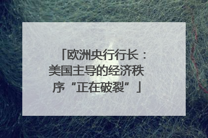 欧洲央行行长：美国主导的经济秩序“正在破裂”
