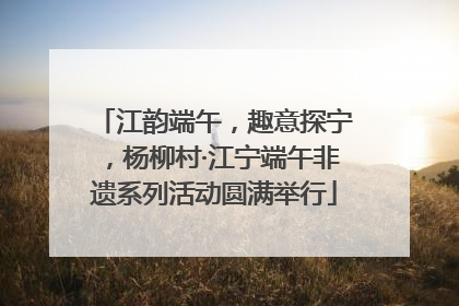江韵端午，趣意探宁，杨柳村·江宁端午非遗系列活动圆满举行
