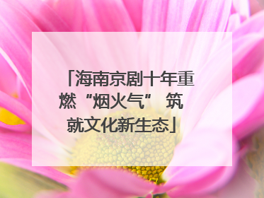 海南京剧十年重燃“烟火气” 筑就文化新生态