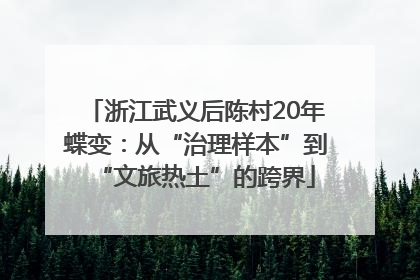 浙江武义后陈村20年蝶变：从“治理样本”到“文旅热土”的跨界