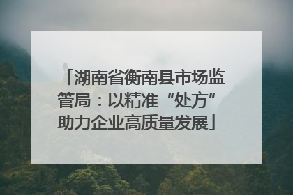 湖南省衡南县市场监管局：以精准“处方”助力企业高质量发展
