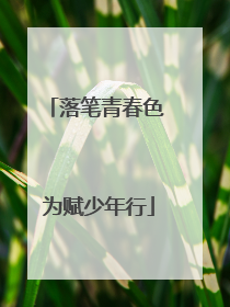 落笔青春色 为赋少年行
