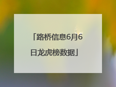 路桥信息6月6日龙虎榜数据