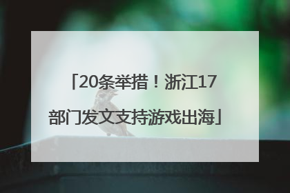 20条举措！浙江17部门发文支持游戏出海